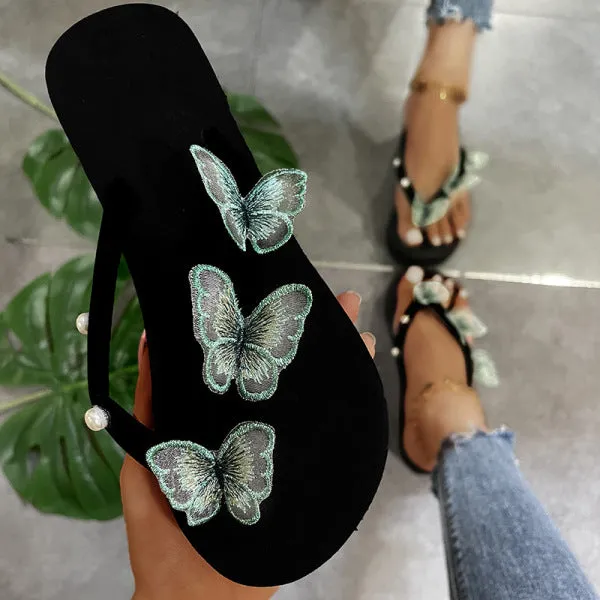Purpdrank - Blue Fashion Casual Living Patchwork Butterfly Round Comfortable Shoes