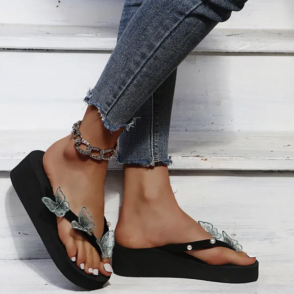 Purpdrank - Blue Fashion Casual Living Patchwork Butterfly Round Comfortable Shoes