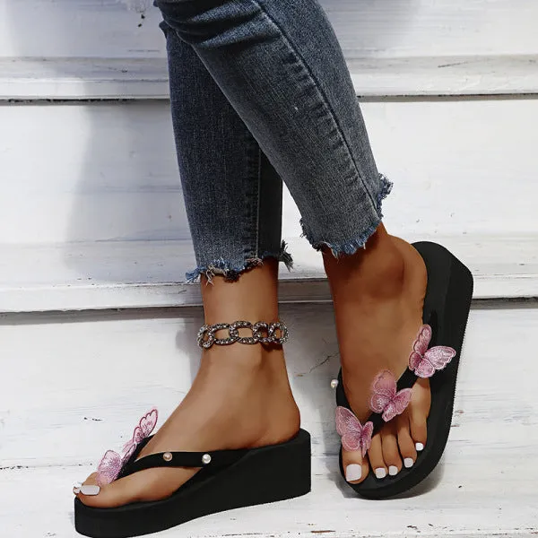 Purpdrank - Blue Fashion Casual Living Patchwork Butterfly Round Comfortable Shoes