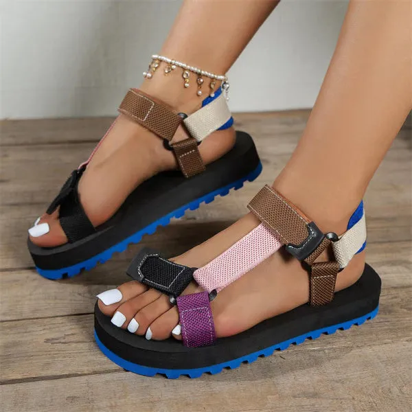Purpdrank - Coffee Casual Patchwork Round Comfortable Out Door Shoes