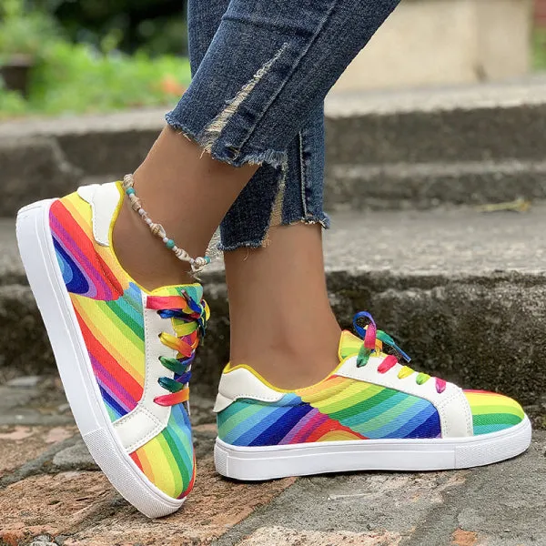 Purpdrank - Colour Casual Sportswear Daily Patchwork Round Comfortable Out Door Sport Shoes