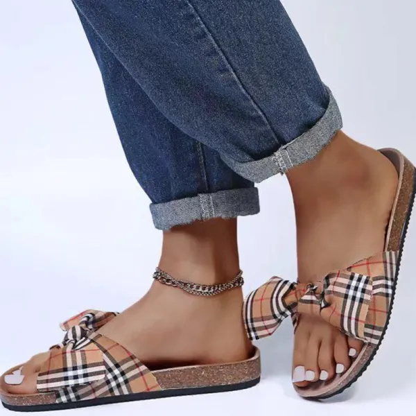 Purpdrank - Khaki Fashion Casual Patchwork With Bow Round Comfortable Shoes