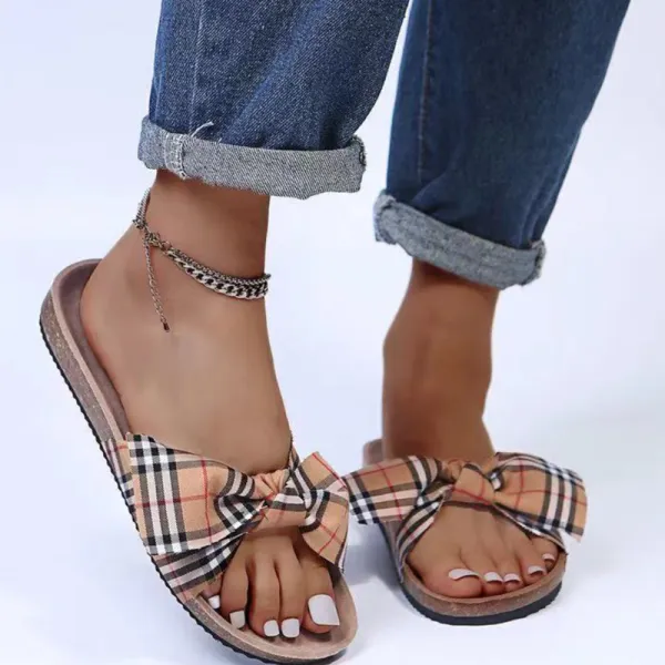 Purpdrank - Khaki Fashion Casual Patchwork With Bow Round Comfortable Shoes