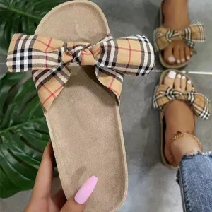 Purpdrank - Khaki Fashion Casual Patchwork With Bow Round Comfortable Shoes