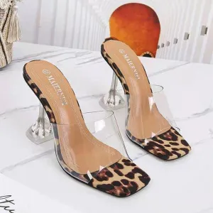 Purpdrank - Leopard Print Fashion Casual Patchwork Fish Mouth Shoes