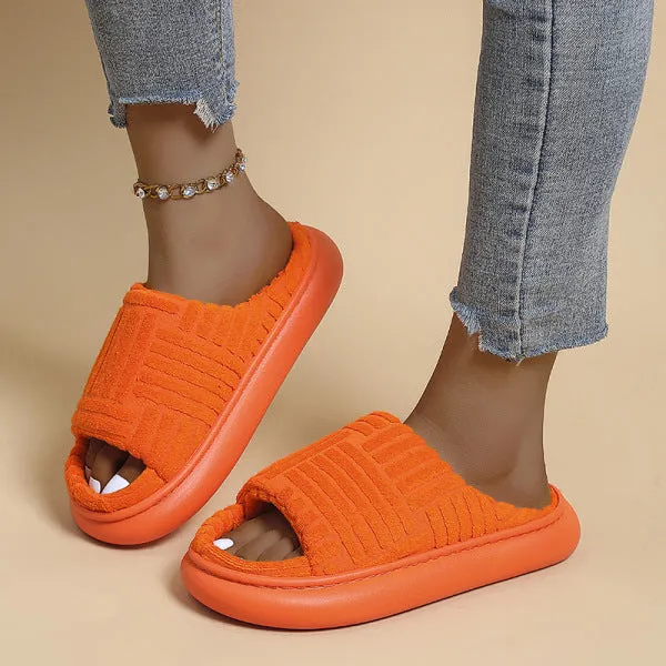 Purpdrank - Orange Fashion Casual Living Patchwork Solid Color Round Comfortable Shoes