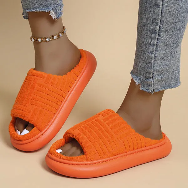 Purpdrank - Orange Fashion Casual Living Patchwork Solid Color Round Comfortable Shoes