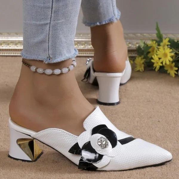 Purpdrank - White Casual Patchwork Pointed Out Door Wedges Shoes (Heel Height 2.75in)