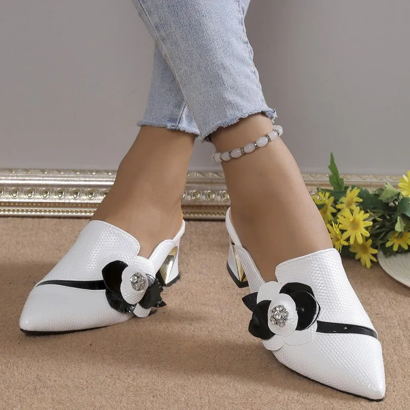 Purpdrank - White Casual Patchwork Pointed Out Door Wedges Shoes (Heel Height 2.75in)