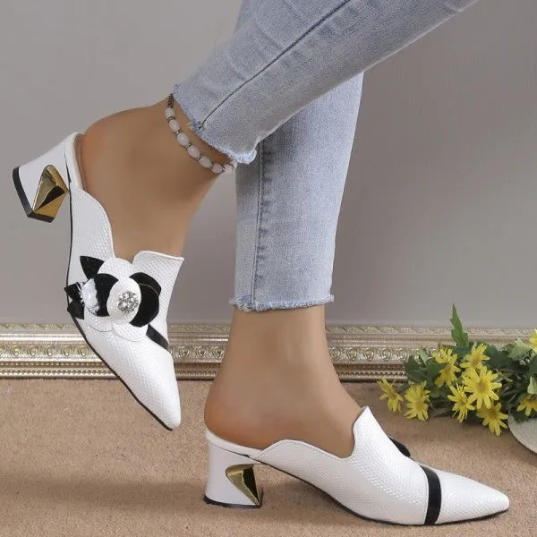 Purpdrank - White Casual Patchwork Pointed Out Door Wedges Shoes (Heel Height 2.75in)