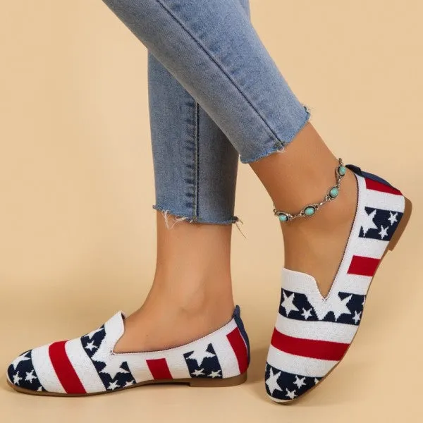 Purpdrank - White Red Casual Daily Patchwork Round Flats Shoes