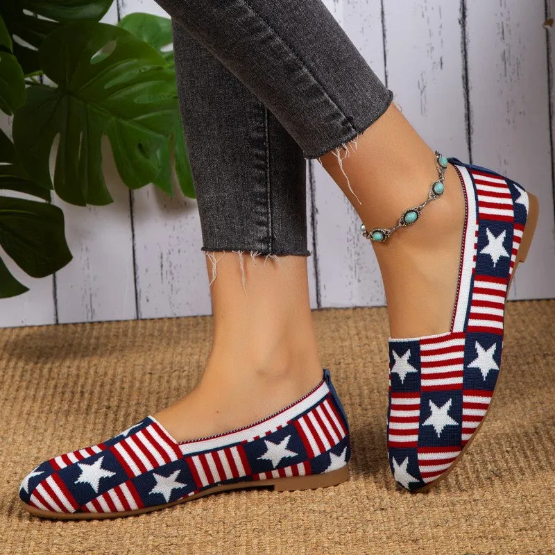 Purpdrank - White Red Casual Daily Patchwork Round Flats Shoes
