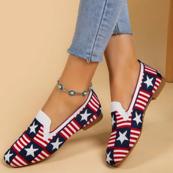 Purpdrank - White Red Casual Daily Patchwork Round Flats Shoes