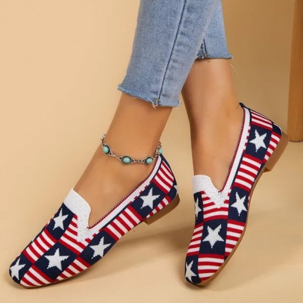 Purpdrank - White Red Casual Daily Patchwork Round Flats Shoes