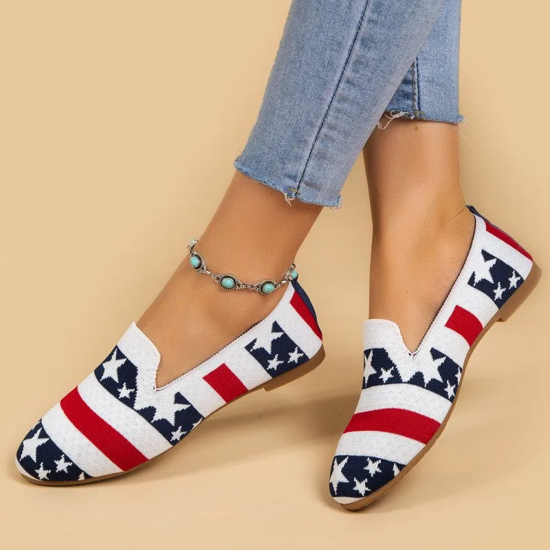 Purpdrank - White Red Casual Daily Patchwork Round Flats Shoes