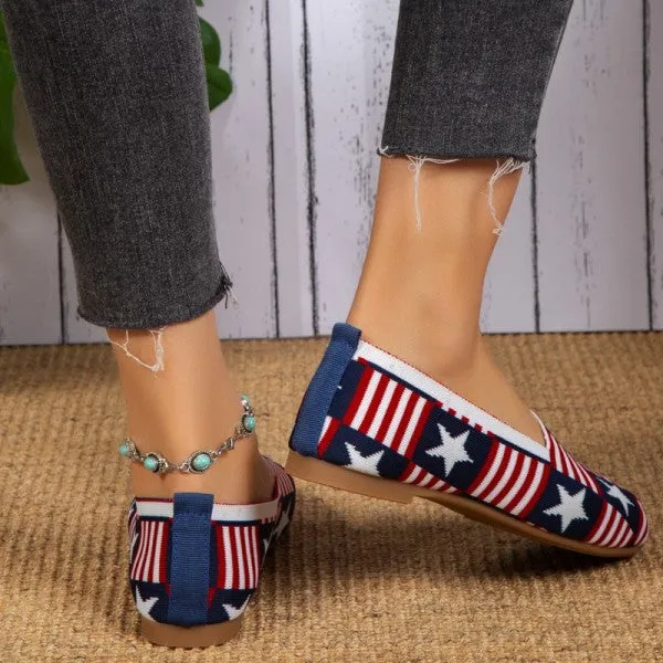 Purpdrank - White Red Casual Daily Patchwork Round Flats Shoes