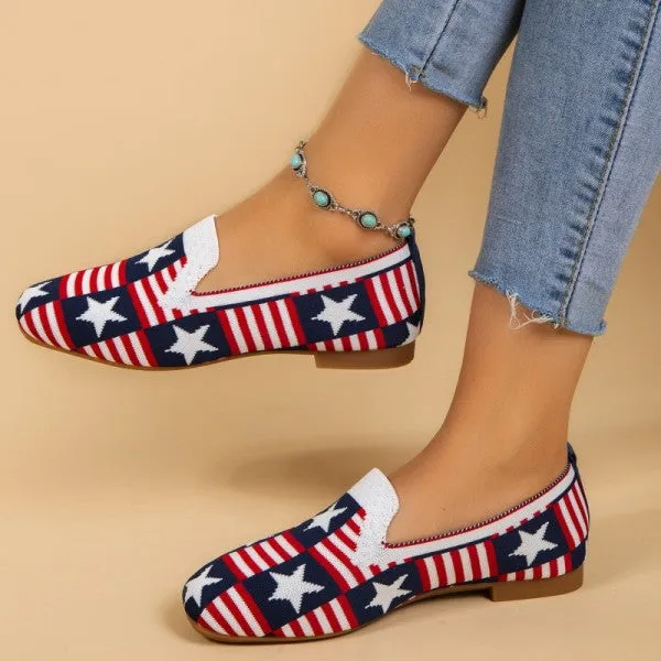 Purpdrank - White Red Casual Daily Patchwork Round Flats Shoes