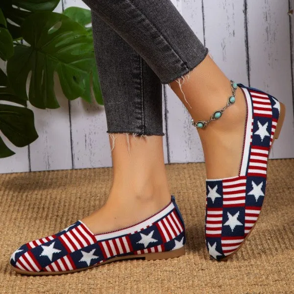Purpdrank - White Red Casual Daily Patchwork Round Flats Shoes