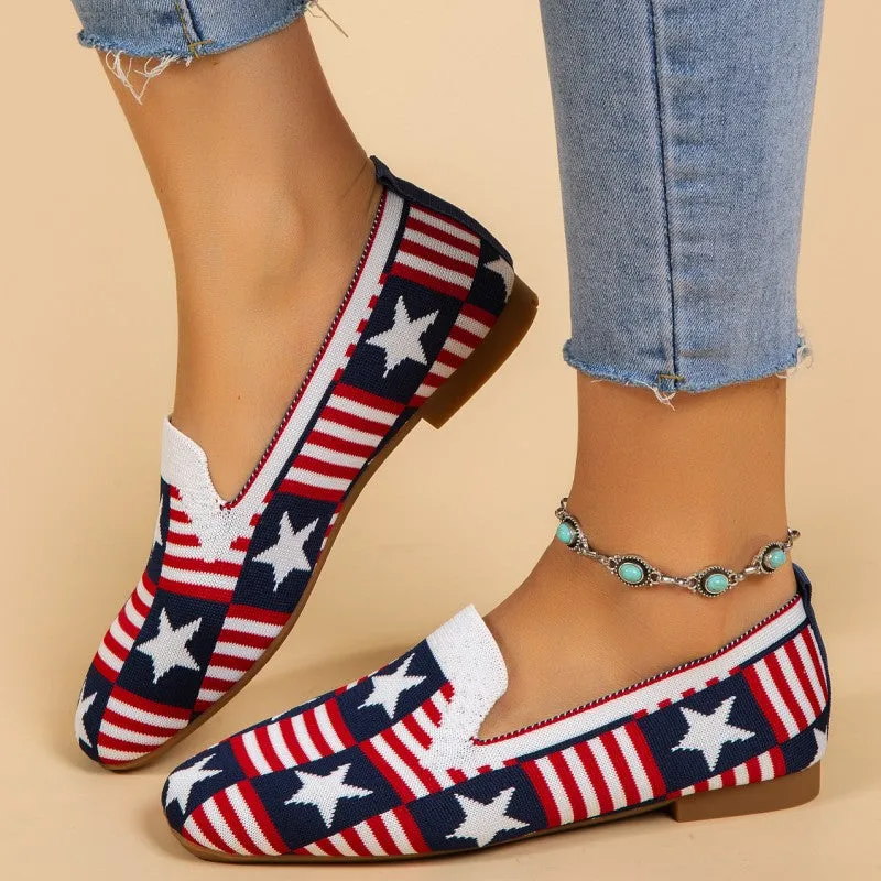 Purpdrank - White Red Casual Daily Patchwork Round Flats Shoes