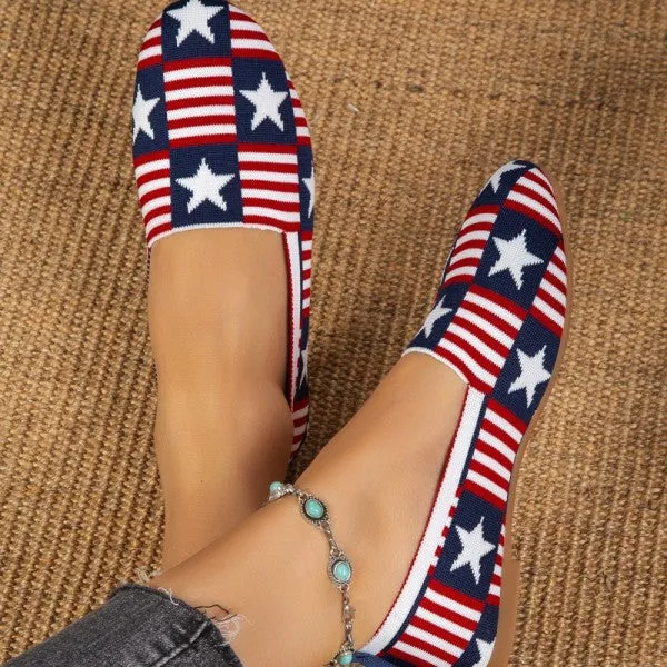 Purpdrank - White Red Casual Daily Patchwork Round Flats Shoes