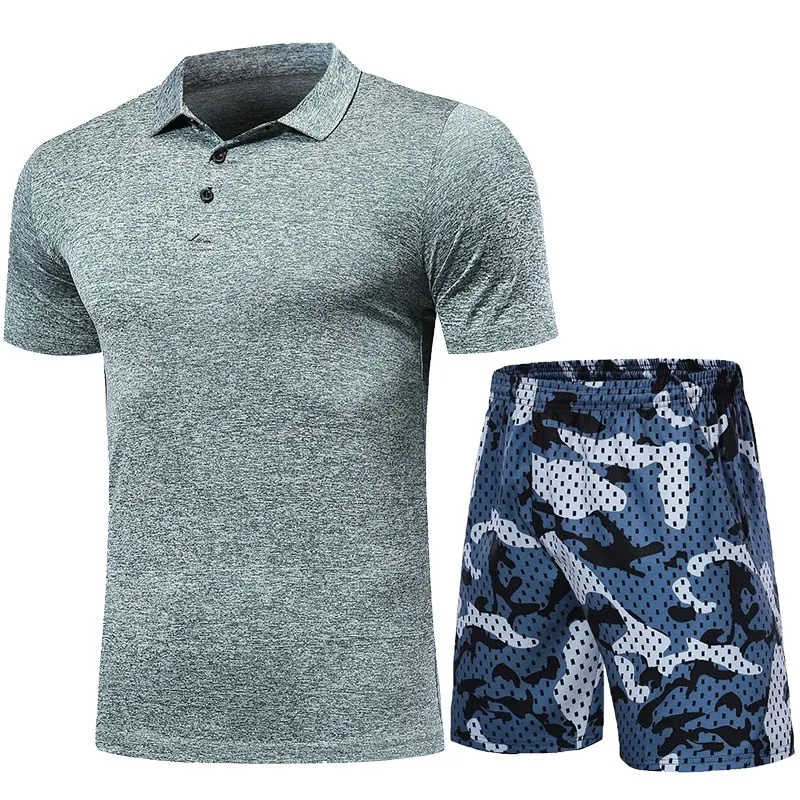 Quick Dry Men's Sport Running Suits Basketball Soccer Training Tracksuits Jersey Summer Fitness Sportswear Gym Clothing Sets