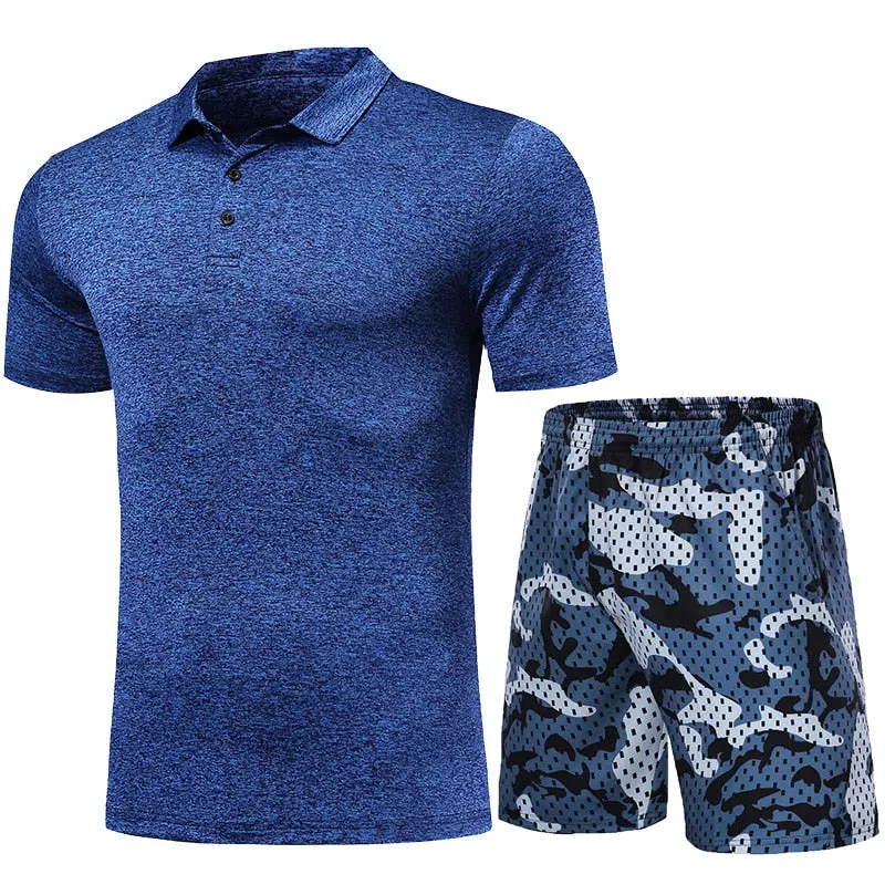 Quick Dry Men's Sport Running Suits Basketball Soccer Training Tracksuits Jersey Summer Fitness Sportswear Gym Clothing Sets