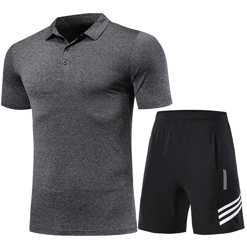 Quick Dry Men's Sport Running Suits Basketball Soccer Training Tracksuits Jersey Summer Fitness Sportswear Gym Clothing Sets