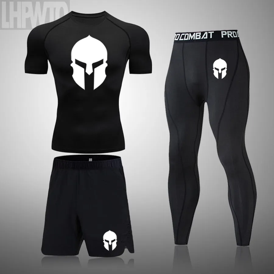Rashguard Men's Sports Running T Shirt Men's Spartan Gym Fitness MMA Training Shirts Sportswear Top Soccer Jerseys