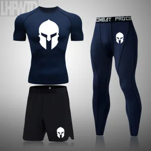 Rashguard Men's Sports Running T Shirt Men's Spartan Gym Fitness MMA Training Shirts Sportswear Top Soccer Jerseys