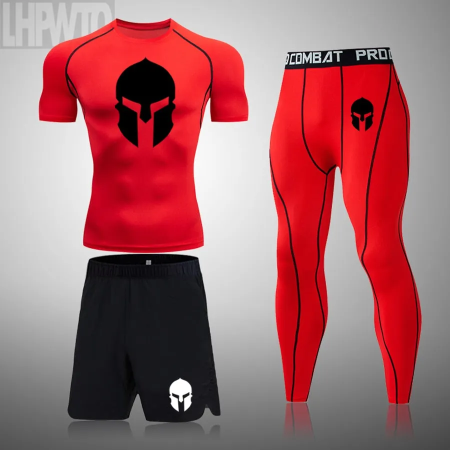 Rashguard Men's Sports Running T Shirt Men's Spartan Gym Fitness MMA Training Shirts Sportswear Top Soccer Jerseys