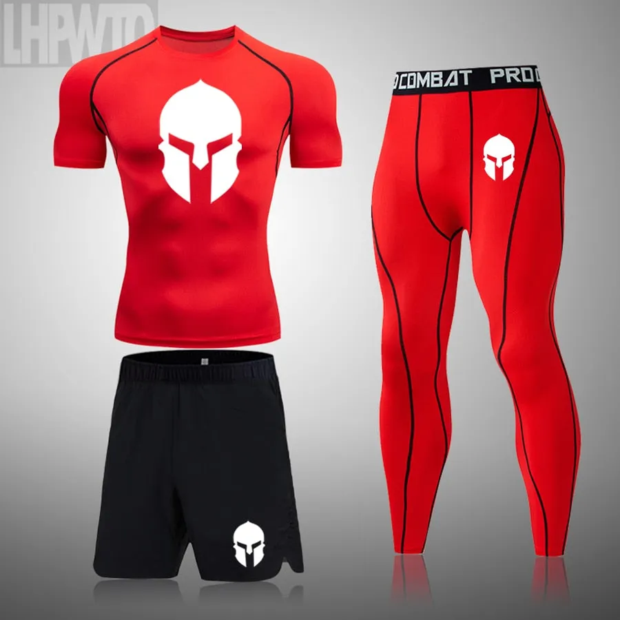 Rashguard Men's Sports Running T Shirt Men's Spartan Gym Fitness MMA Training Shirts Sportswear Top Soccer Jerseys