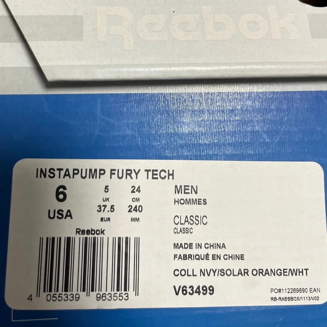 Reebok リーボック INSTA PUMP FURY TECH インスタポンプフューリー V63499