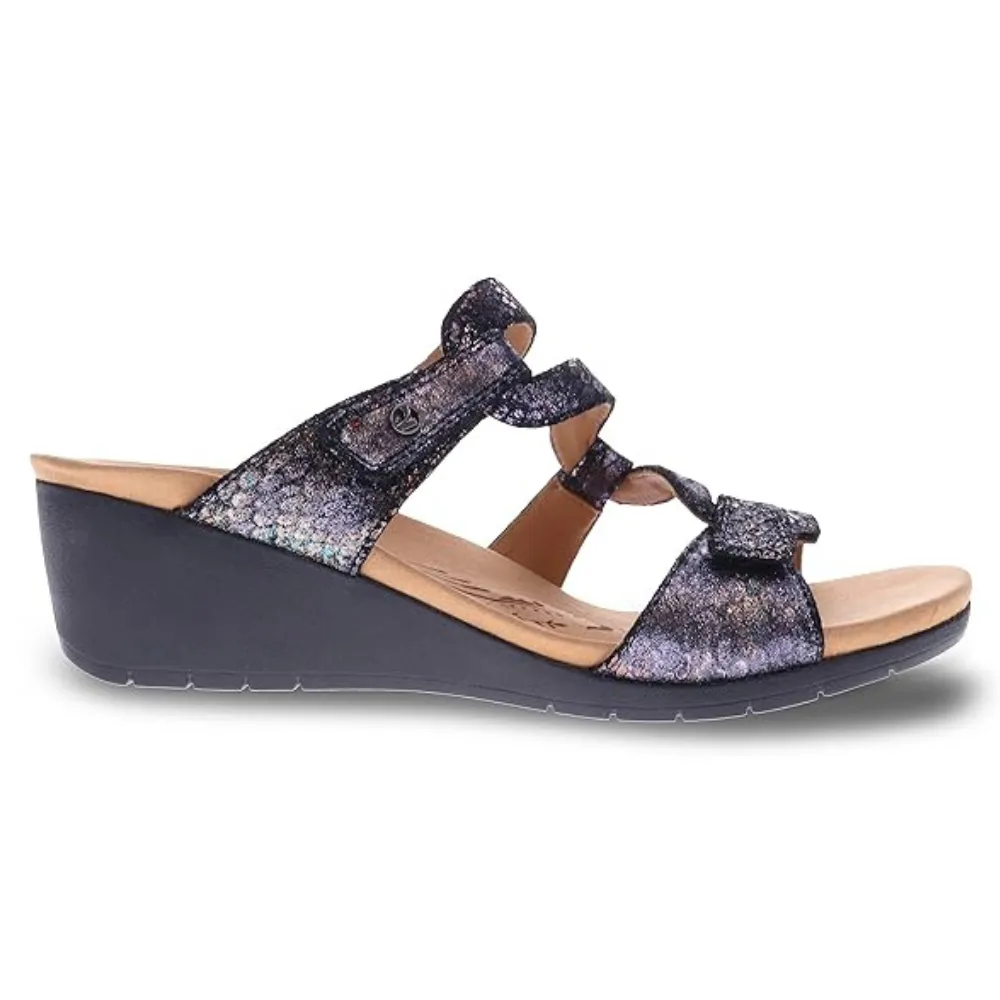 Revere Sofia Black Metallic Wedge Sandal (Women's)