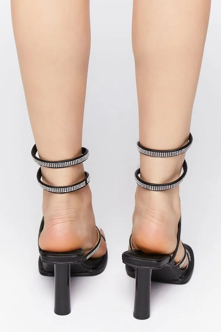 Rhinestone Ankle-Wrap Stiletto Heels