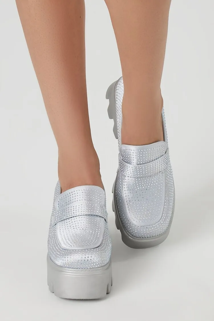 Rhinestone Platform Loafer Heels