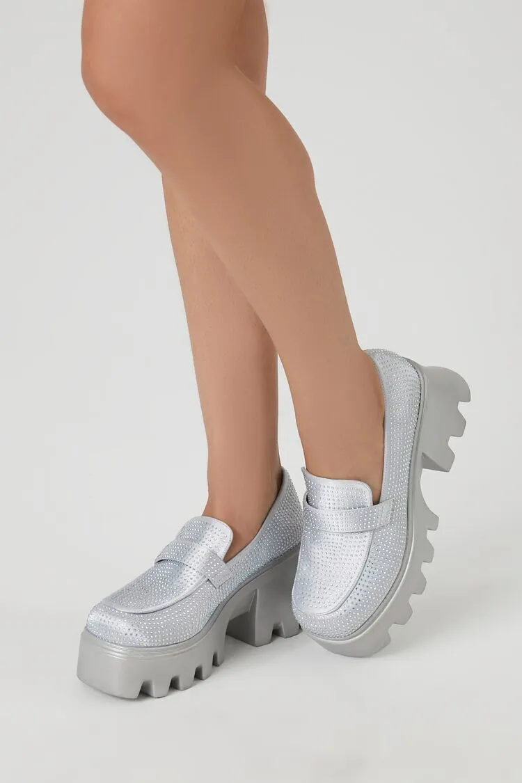 Rhinestone Platform Loafer Heels