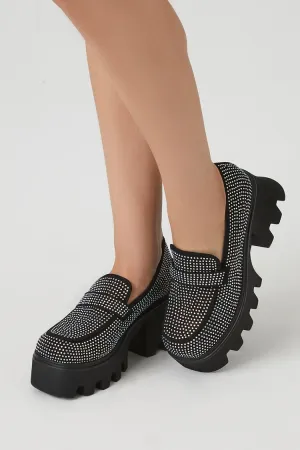 Rhinestone Platform Loafer Heels