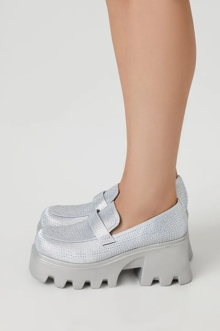 Rhinestone Platform Loafer Heels