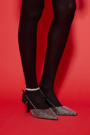 Rhinestone Pointed-Toe Heels