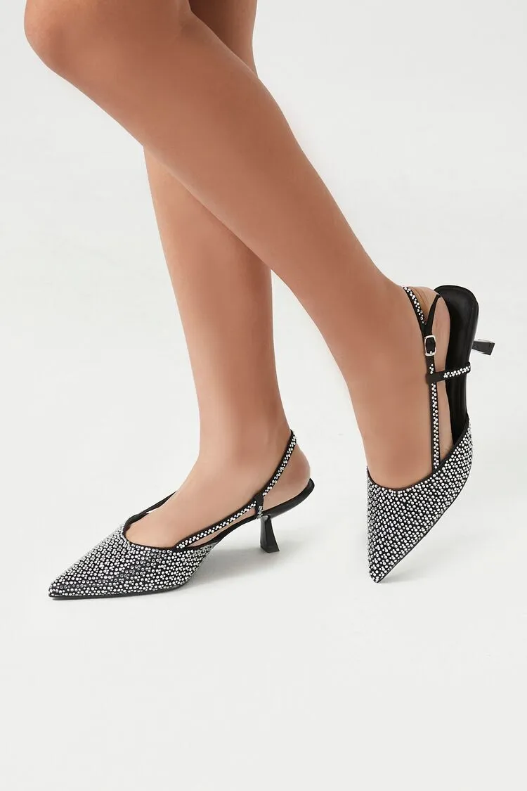 Rhinestone Pointed-Toe Heels