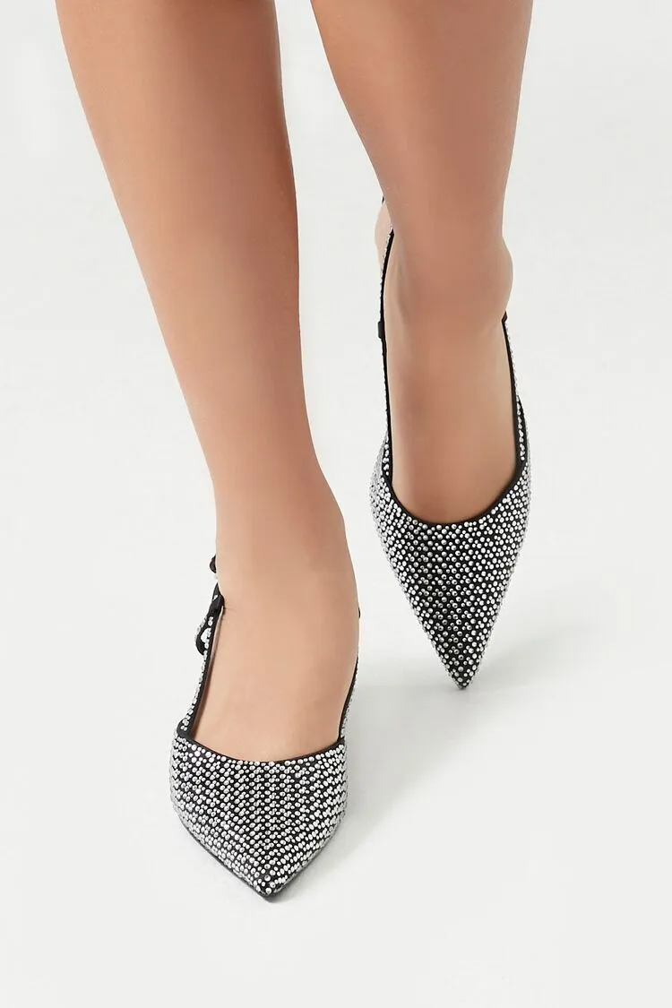 Rhinestone Pointed-Toe Heels