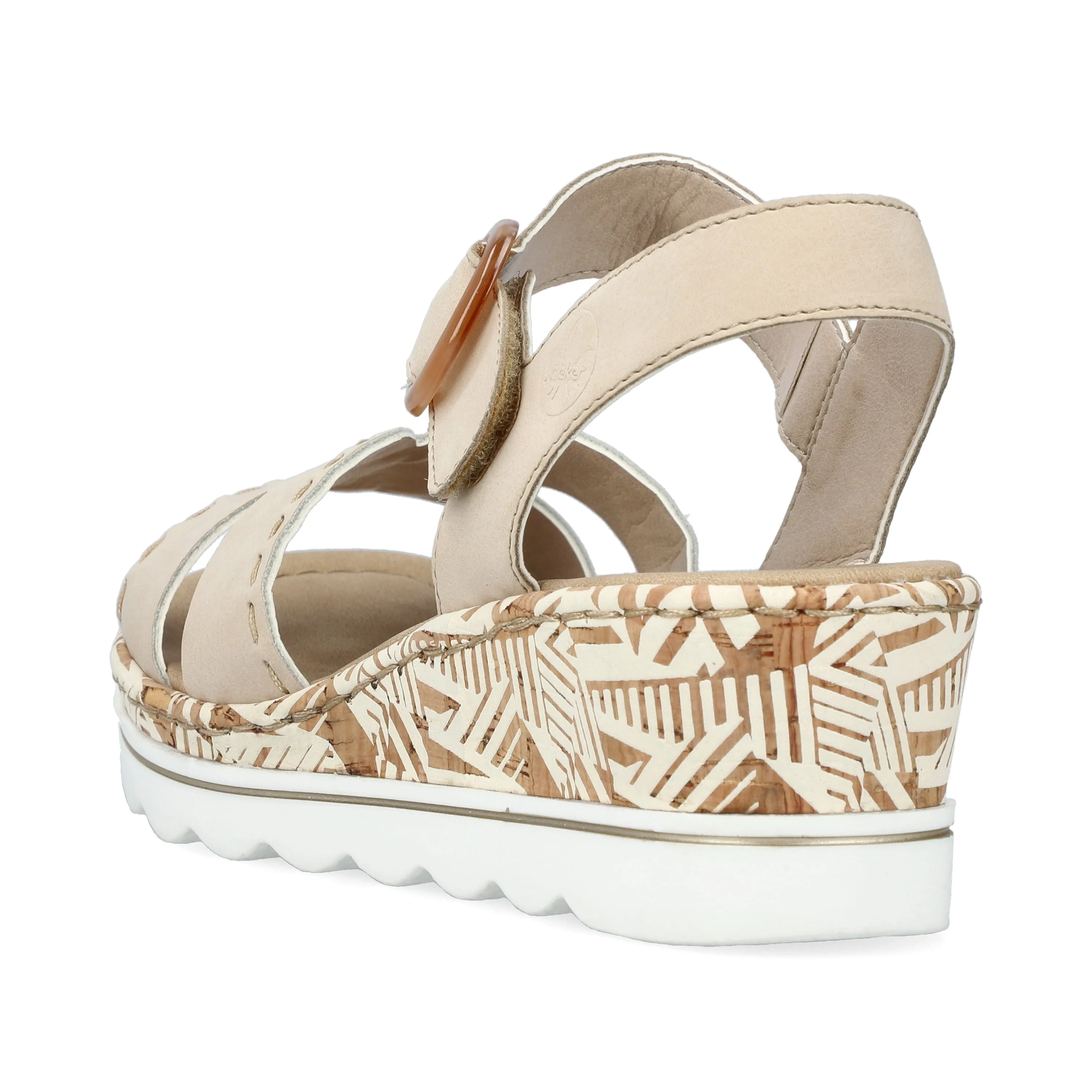 Rieker 67173-60 Cream Womens Casual Comfort Slingback Wedge Sandals