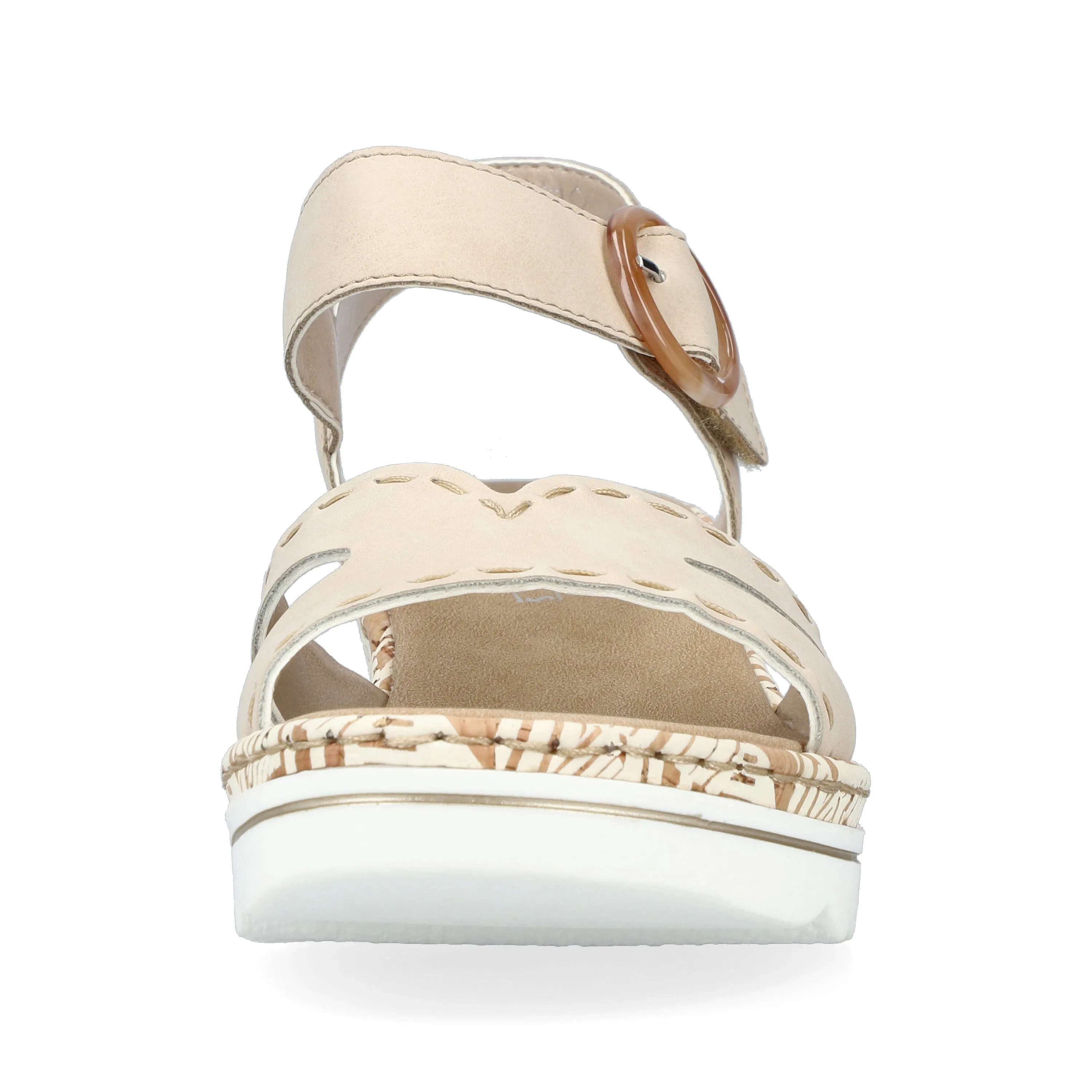 Rieker 67173-60 Cream Womens Casual Comfort Slingback Wedge Sandals