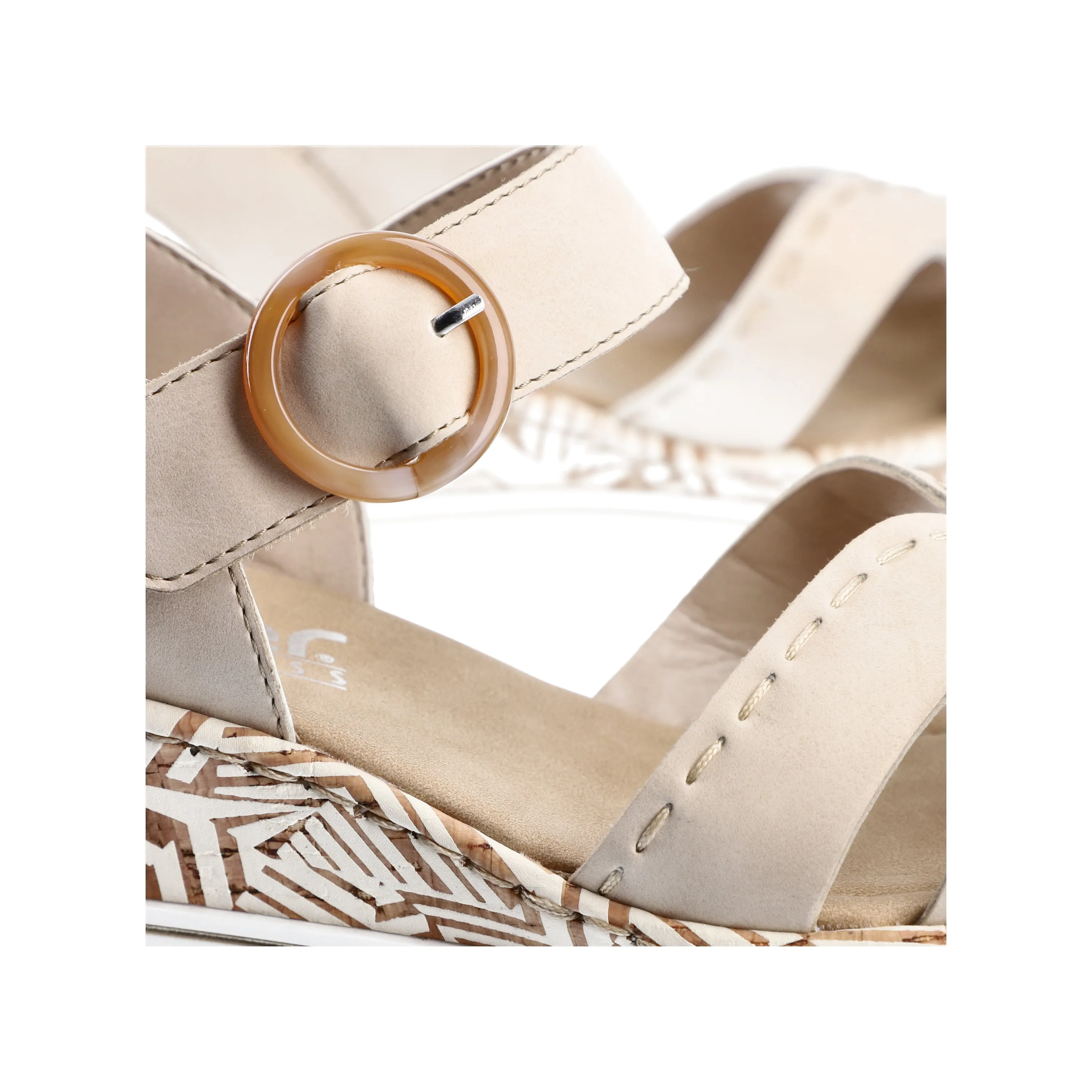 Rieker 67173-60 Cream Womens Casual Comfort Slingback Wedge Sandals
