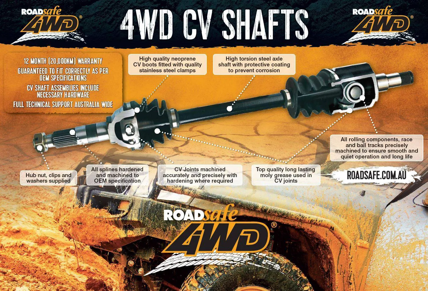 Roadsafe 4wd CV Shaft for Nissan Patrol Y62 2013-On - Rear