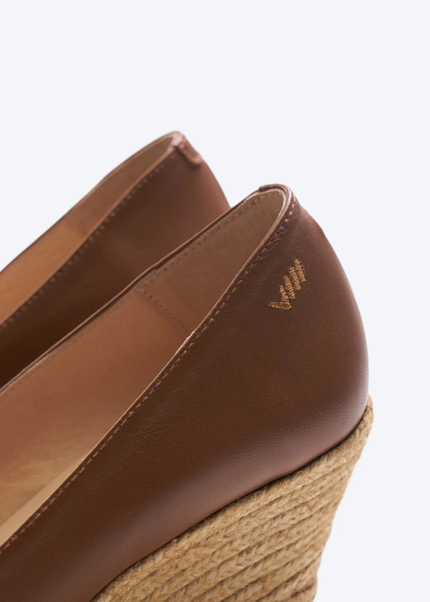 Roses Leather V Cut Espadrille Wedges