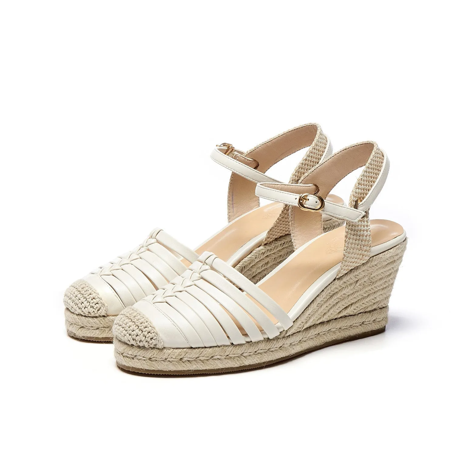 Sandals Flat High Heels Platform Straw Woven Wedge