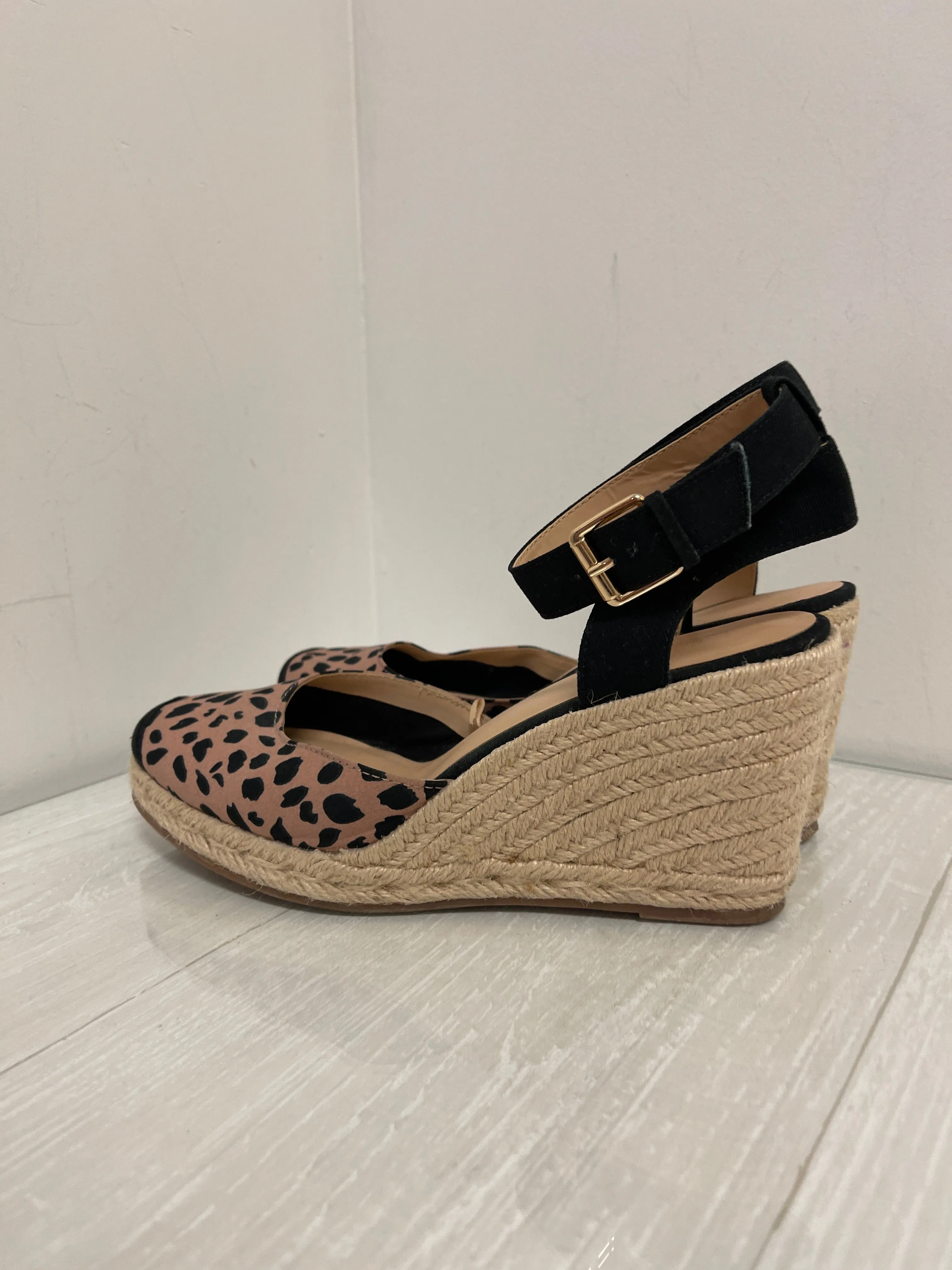 Sandals Heels Wedge By Loft In Animal Print, Size: 9
