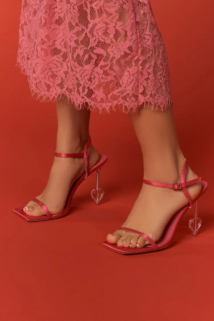 Satin Heart Stiletto Heels