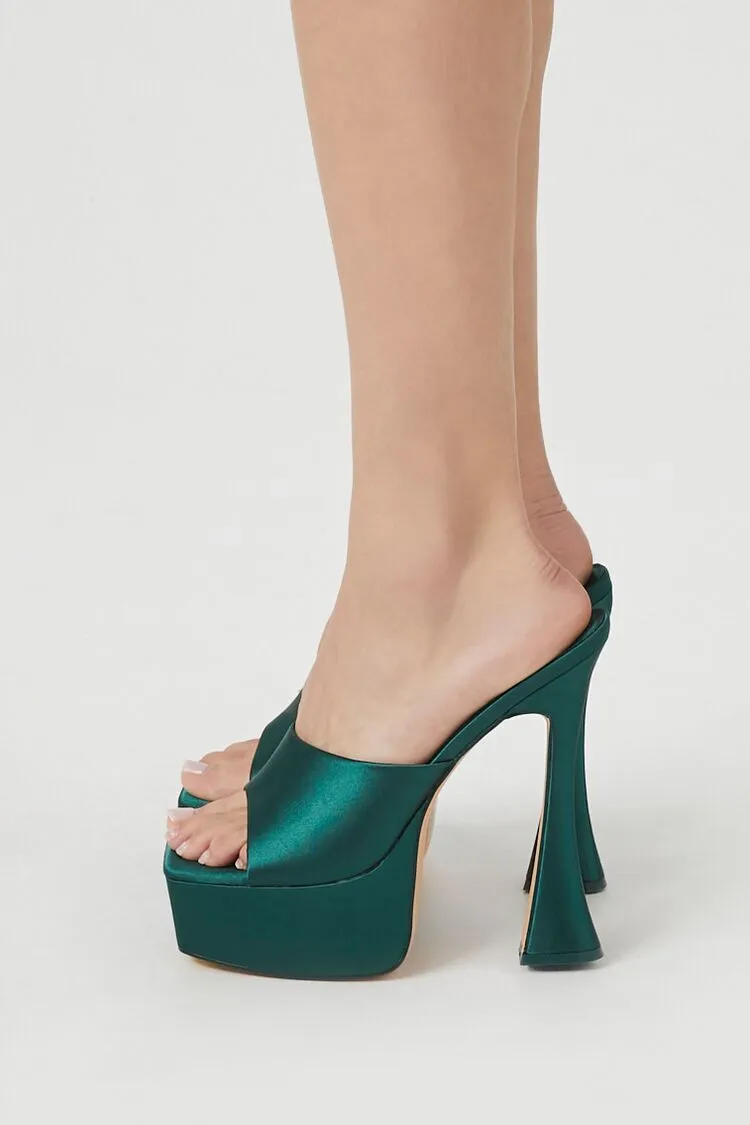 Satin Platform Spool Heels